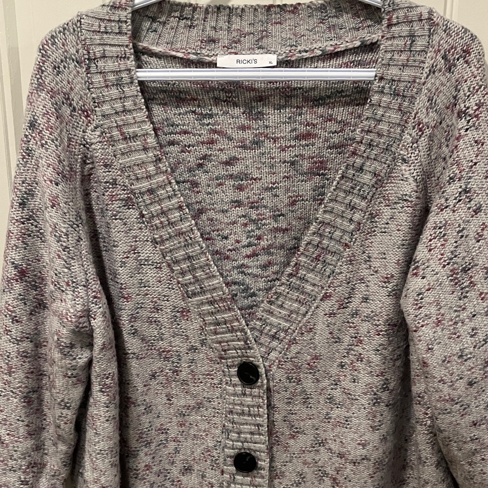 RICKI’S Cardigan Buttons GREY PINK MIX XL - Picture 3 of 6